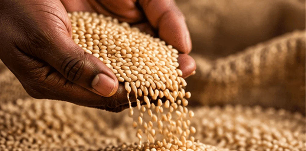 Récolte des graines de sésame par les producteurs